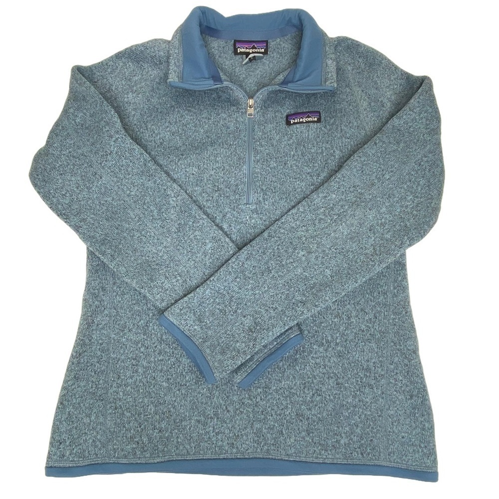 Patagonia Women’s Better Sweater 1/4 Zip Blue Logo Outdoor Gorp Hiking